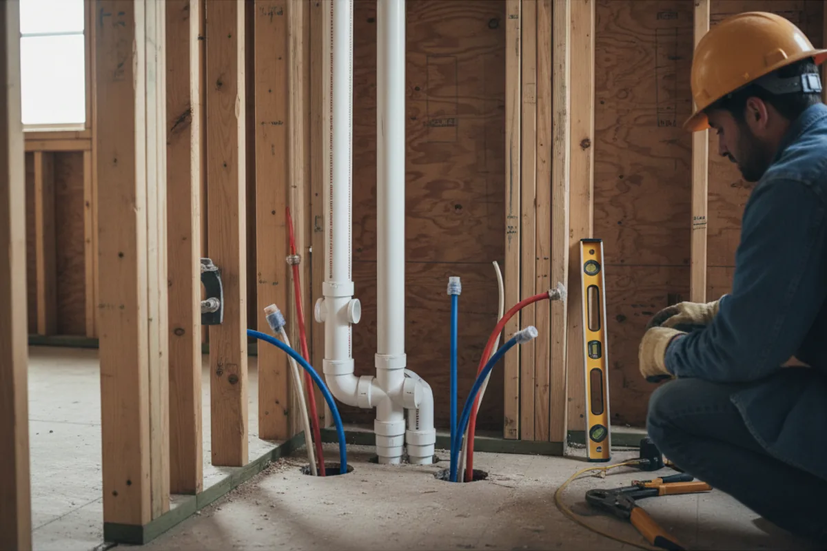 Drain and supply rough-in during Leak Detection in East Springfield